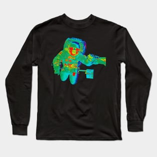 NASA Astronaut in Green, Blue, Red, Yellow and Pink Colors Long Sleeve T-Shirt